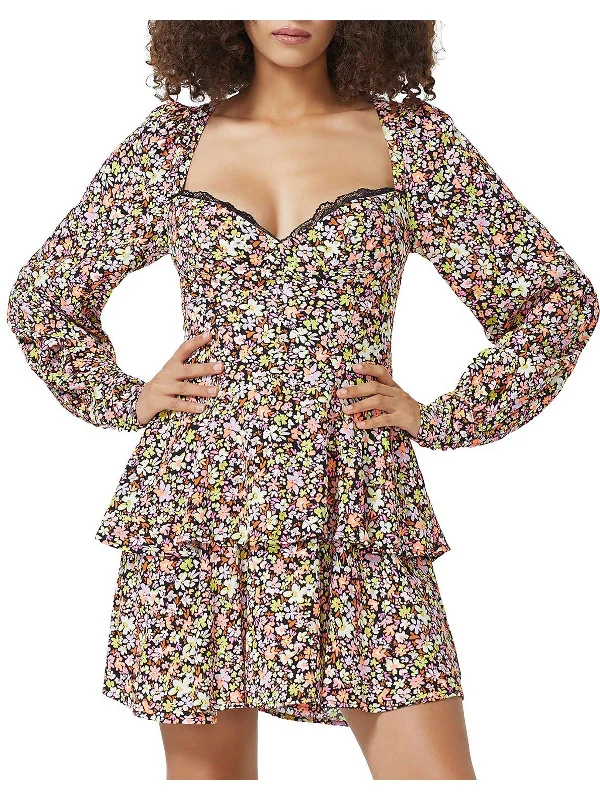 Today's Special Womens Crepe Tiered Fit & Flare Dress