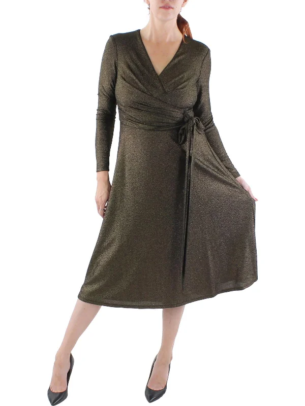Final Clearance Womens Shimmer Midi Cocktail and Party Dress