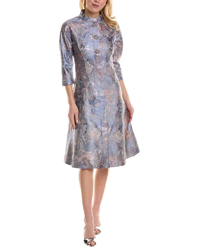 Quick Sale Teri Jon by Rickie Freeman Metallic Jacquard Midi Dress