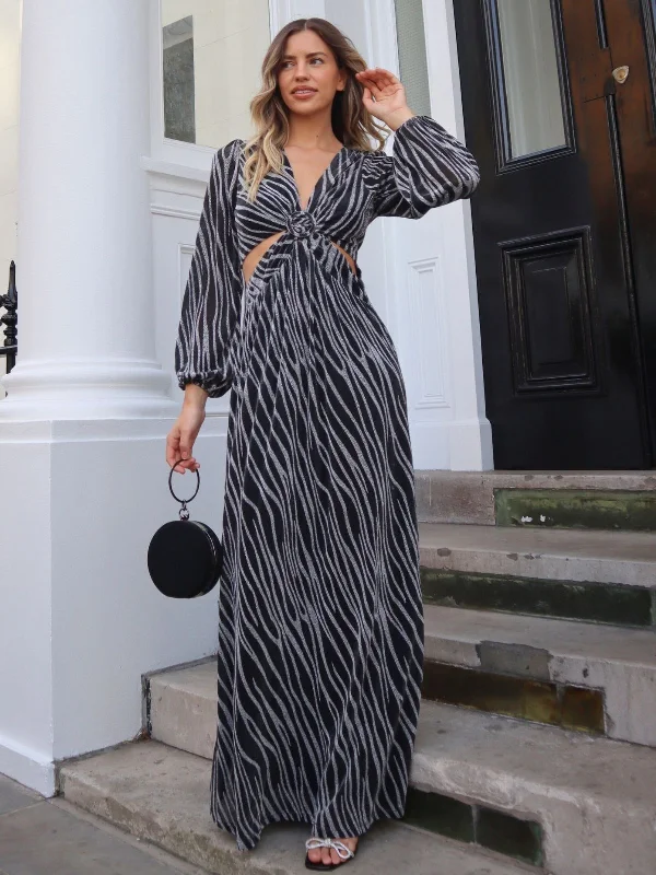 Final Sale Tami Cut Out Maxi Dress / Metallic Zebra