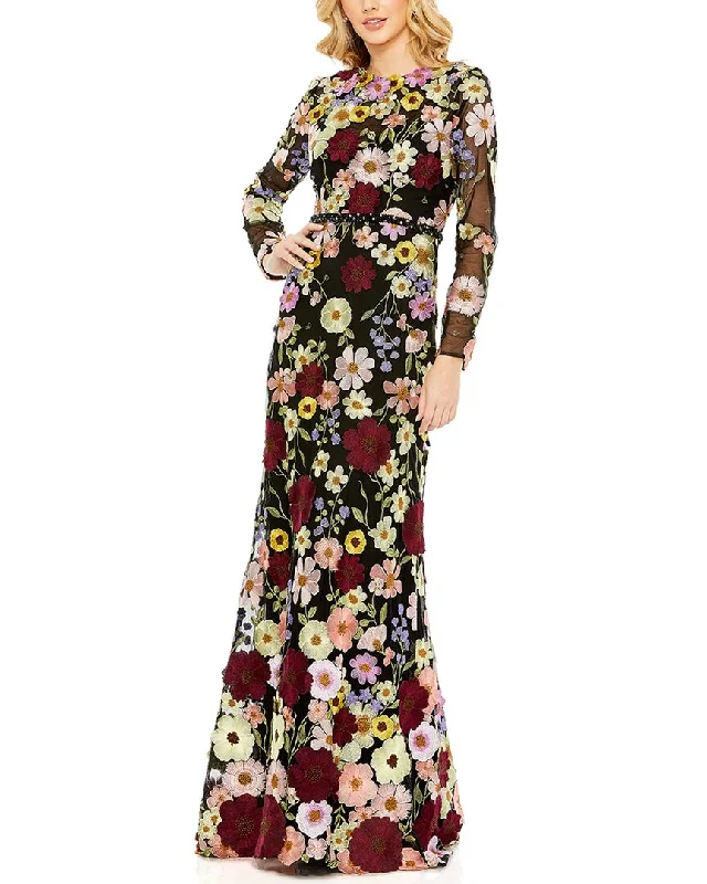 Buy More, Save More Mac Duggal Embroidered Applique High Neck Trumpet