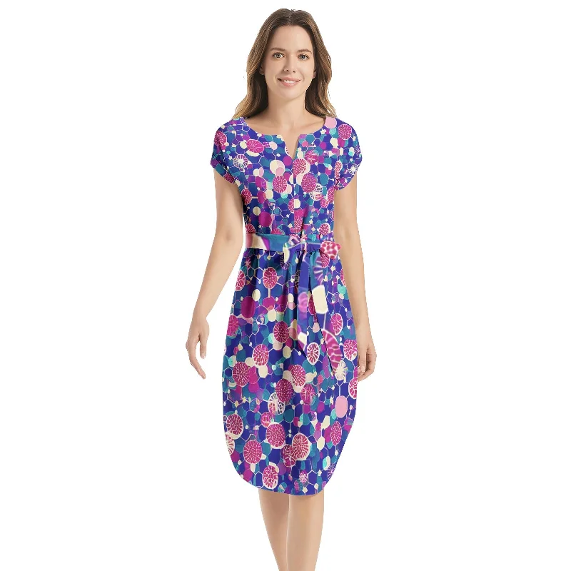 Flash Sale Notched Neck Belted Dress