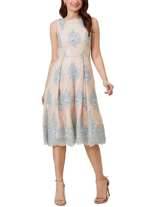 Price Drop Womens Embroidered Midi Fit & Flare Dress