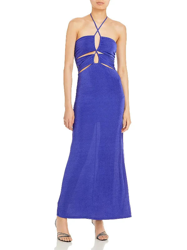 Limited Quantity Womens Cut-Out Maxi Halter Dress