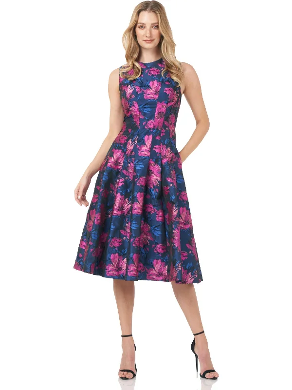 Final Markdown Womens Floral Midi Cocktail and Party Dress