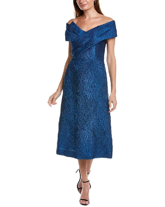 Stock Clearance Teri Jon by Rickie Freeman Textured Jacquard Midi Dress
