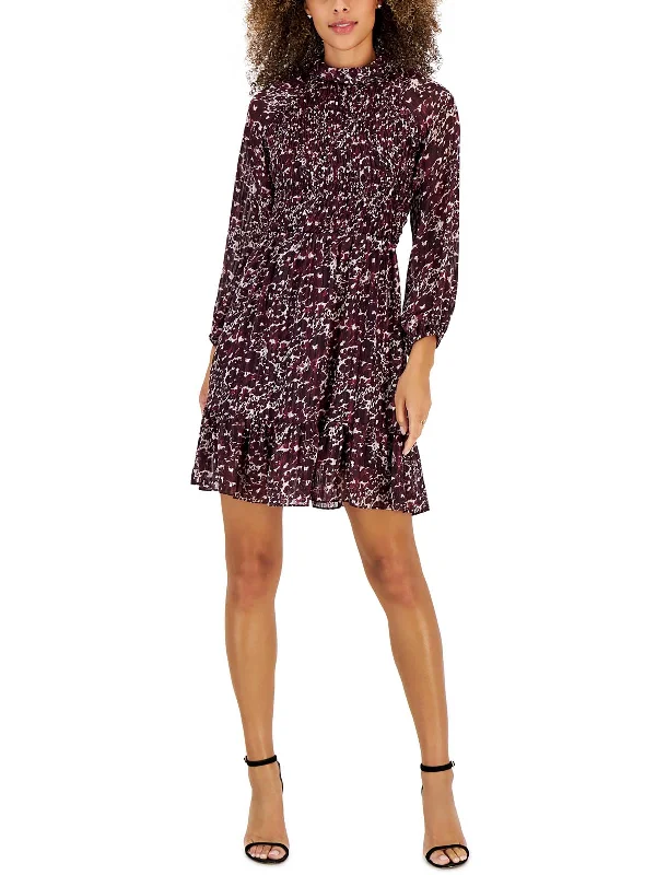 Savings Spectacular Petites Womens Metallic Mini Fit & Flare Dress