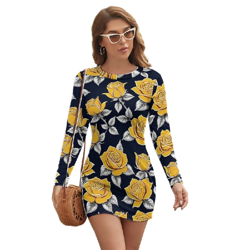 Today Only Women's Long Sleeve Round Neck Slim Dress