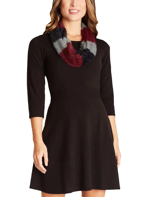 Flash Deals Juniors Womens Sweater Stretch Fit & Flare Dress