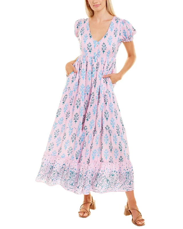 Discount Deals Celina Moon Short Sleeve Tiered Maxi Dress