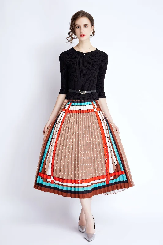 Price Cut Multicolor Day A-line Crewneck Elbow Sleeve Maxi Dress
