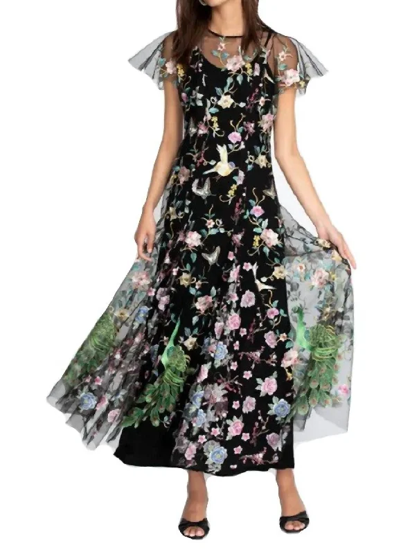 Steals and Deals Peacock Mesh Dress in Multi