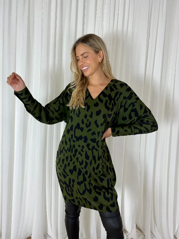 Great Deals Jayla V Neck dress / Khaki