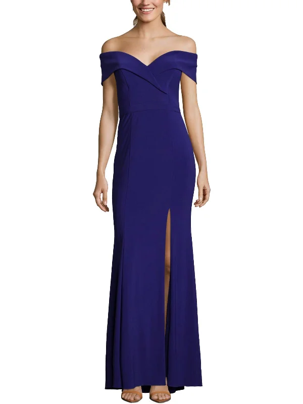Midnight Sale Petites Womens Sweetheart Off-The-Shoulder Evening Dress