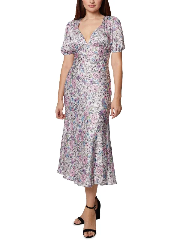 Markdown Madness Womens Floral Print Long Midi Dress