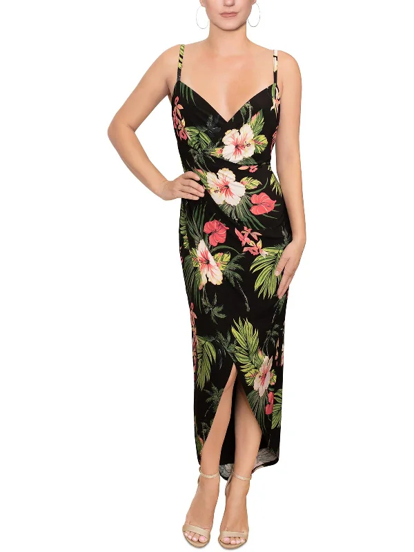 Can't Miss Womens Floral Long Wrap Dress