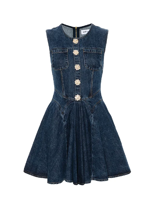 Instant Discount Denim Skater Mini Dress