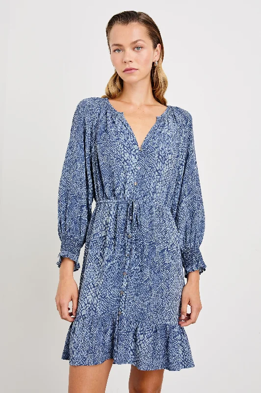 Discount Mania ELIZA DRESS - NAVY PYTHON