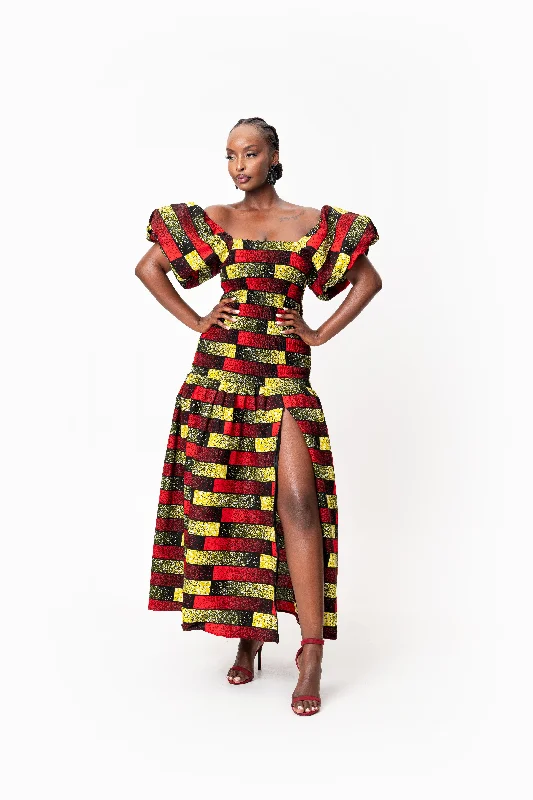 Sneak Peek Sale NAYA African print smocked body maxi dress