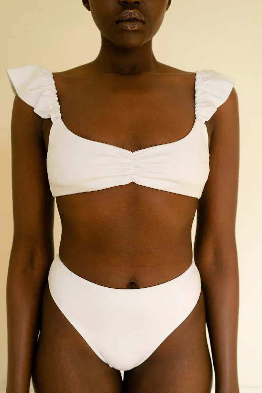 New Markdowns The Ruffle Top - Flat White