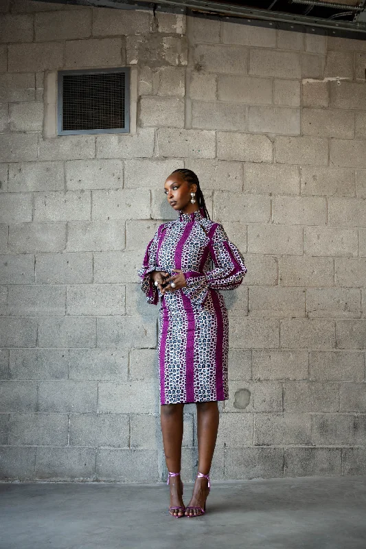 Bargain Prices ADE African Print Mock Neck Midi Dress