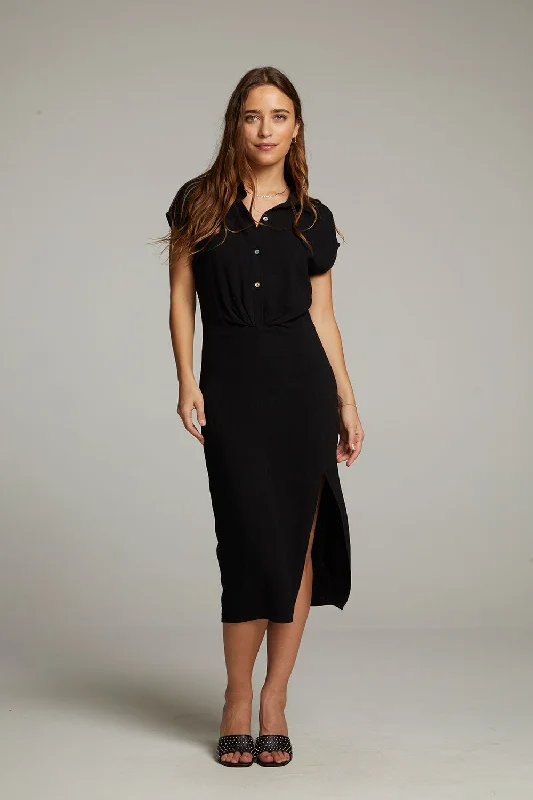 Don't Wait Atlantic True Black Midi Dress