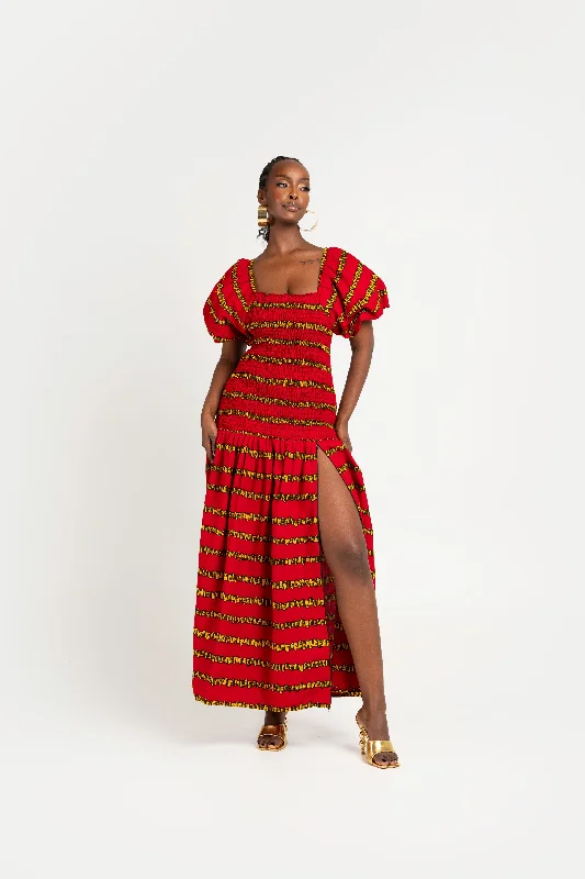 Price Meltdown RUWE African print smocked body maxi dress