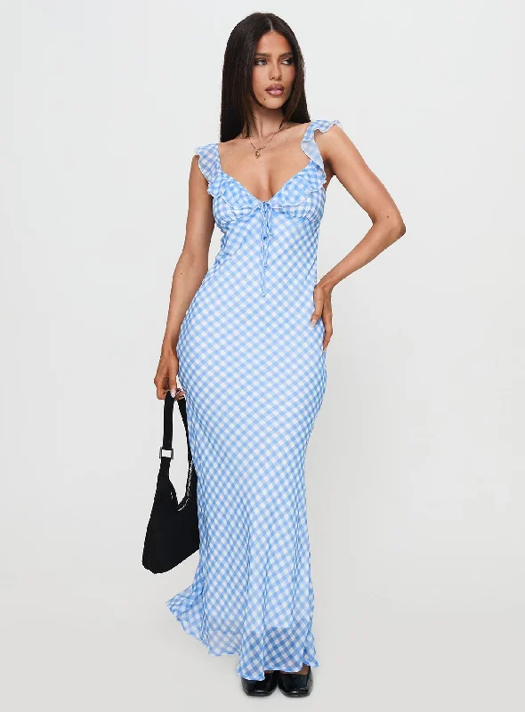 Exclusive Offers Brigette Maxi Dress Blue Gingham