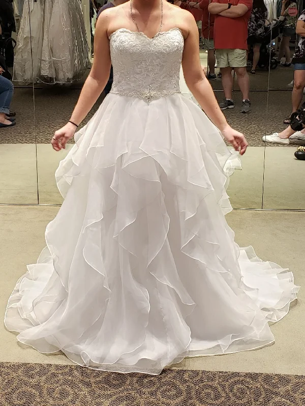 Special Savings David's Bridal Lace and Organza Petite Wedding Ball Gown