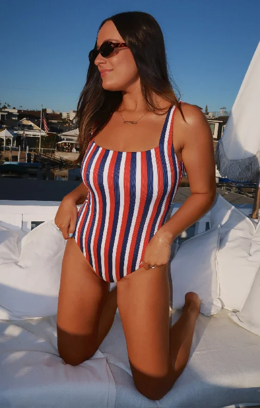 Low Prices The Ribbed One Piece ~ Americana Stripe Micro Rib