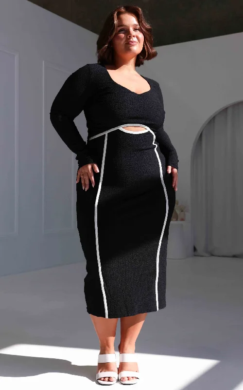 Can't Miss Dylan Midi Dress - Black White