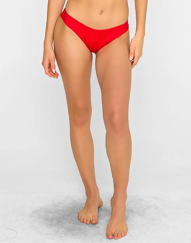 Season Finale Sale Gloria Skimpy Bottom - Red Shiny Wide Rib