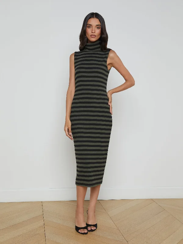 Super Bargain Brita Striped Turtleneck Dress