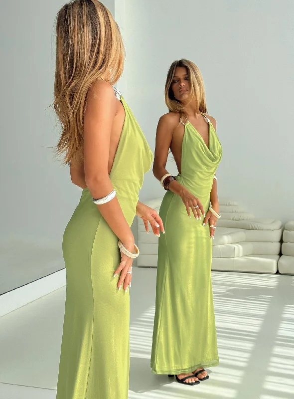 Don't Wait Rhaenyra Halter Maxi Dress Green