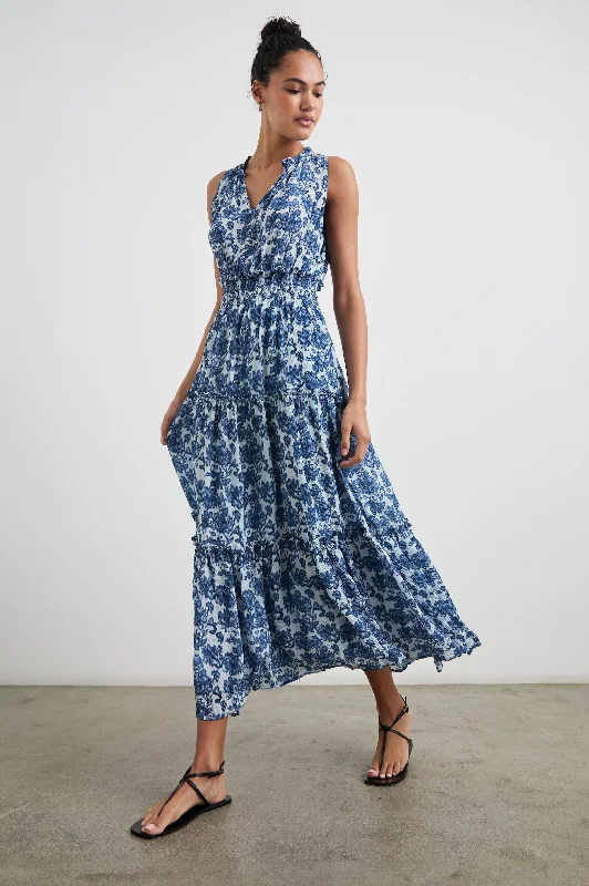 Super Deal LOULOU DRESS - CHAMBRAY FLORAL