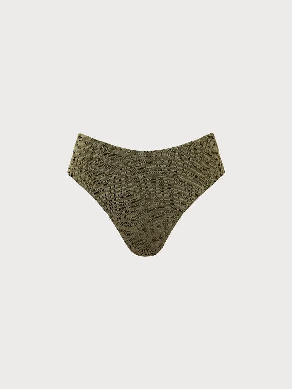 Army Green Crochet Full Coverage Bikini Bottom