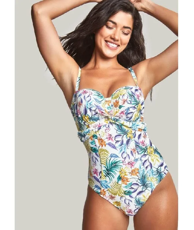 Super Deal Panache Swimwear Botanical Padded Bandeau One Piece Swimsuit - Floral