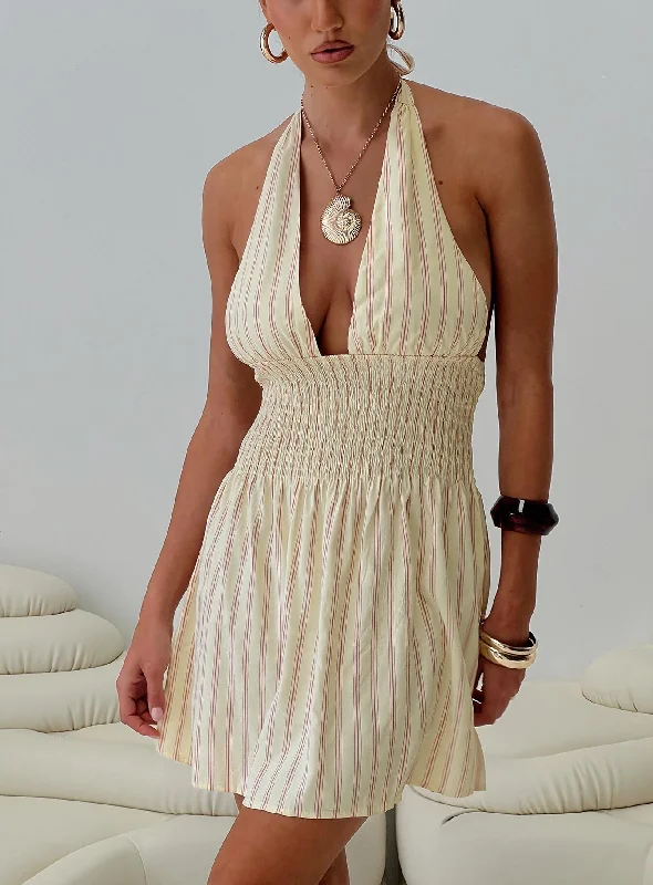 Online Exclusive Alivea Shirred Mini Dress Cream