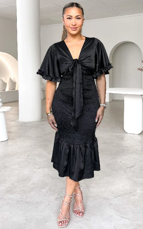 Warehouse Sale Amata Midi Dress - Black