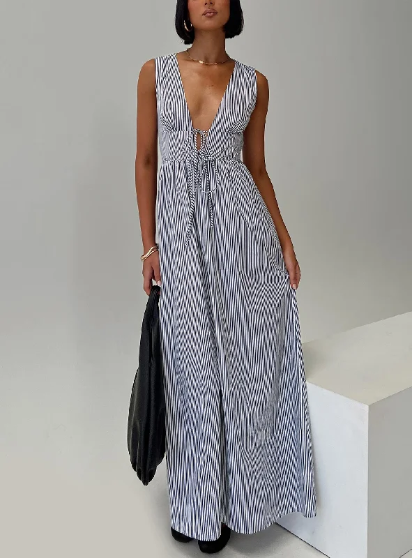 Clearance Items Pokey Maxi Dress Black / White Stripe Petite