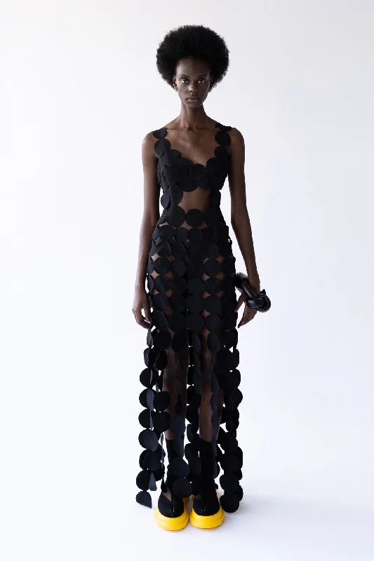 Exclusive Deal Multi Circle Asymmetric Dress Black