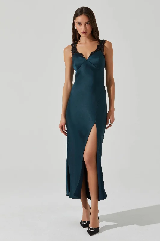 Limited Quantity Eirene Satin Lace Trim Dress