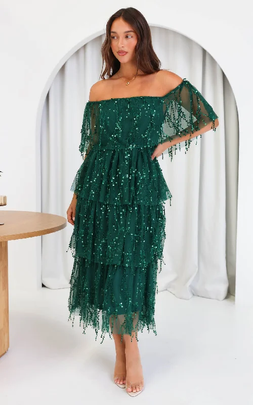 Special Price Fantango Maxi Dress - Emerald Sequin