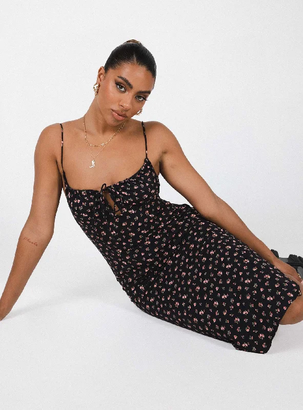 Deep Discounts Noda Midi Dress Black / Floral