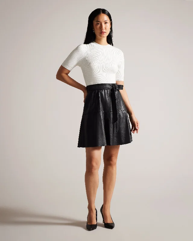 Exclusive Access Oliyia Short Sleeve A Line Mini Dress Black