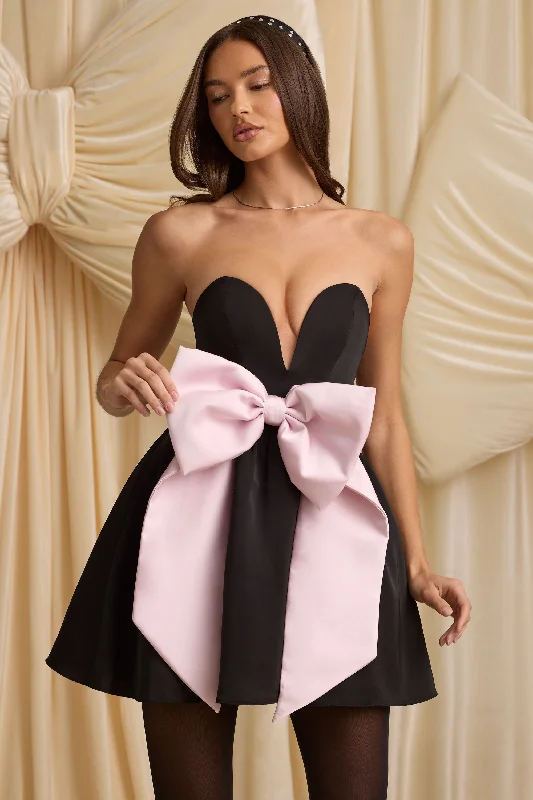 Sale Event Bow-Detail Corset Mini Dress in Black