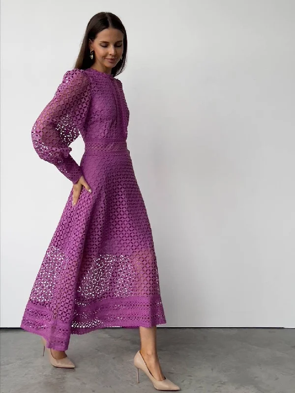 Bonus Savings Stunning Purple Lace Dress