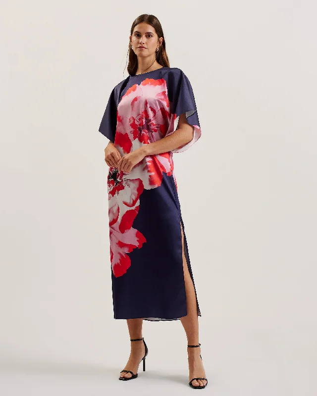 Savings Alert Lainii Printed Bat Wing Dress Navy