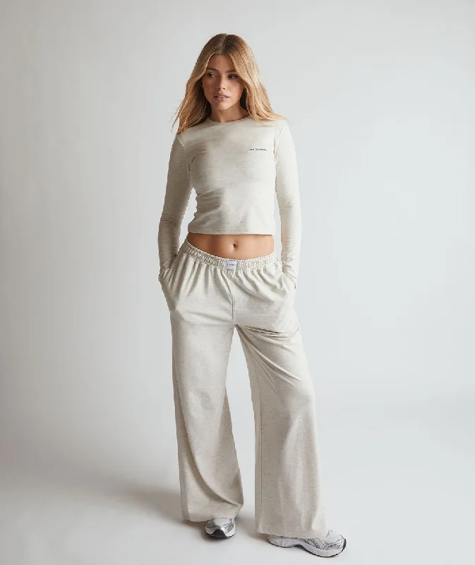 Unbeatable Prices Soft Wide Leg Lounge Trousers - Oatmeal Marl