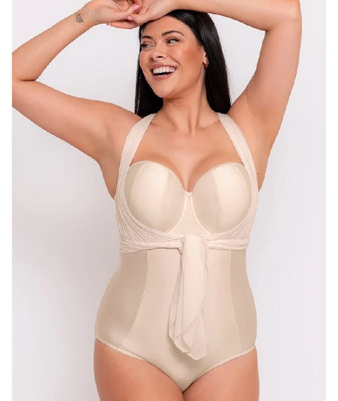 Limited Time Curvy Kate Wrapsody Bandeau Swimsuit - Oyster